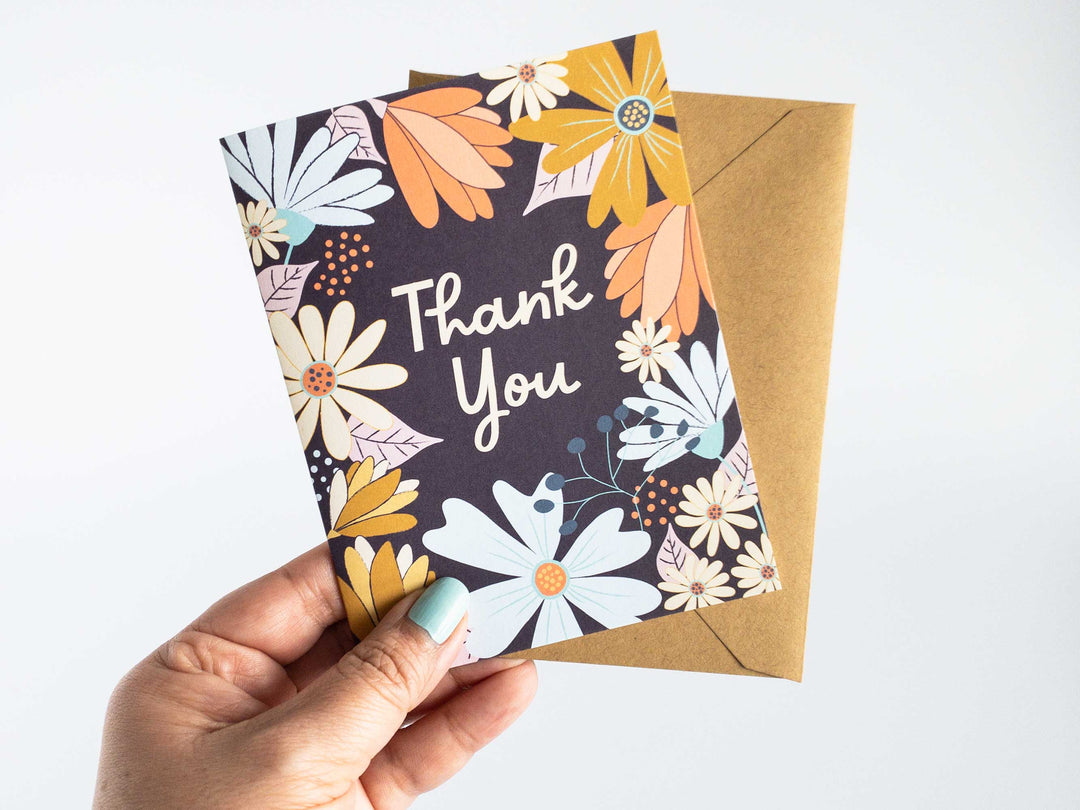 Thank you greeting card featuring a wildflowers design by Gigglemugg