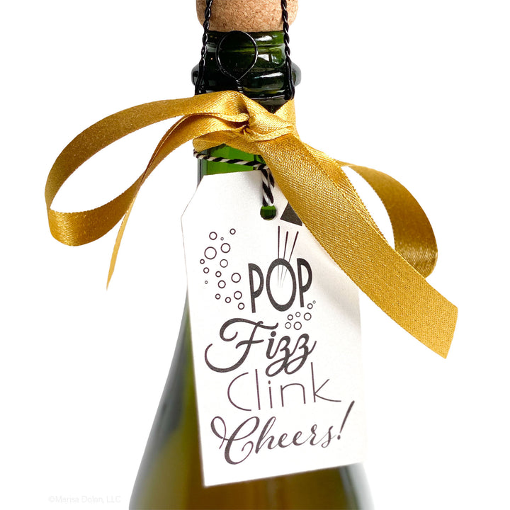 Pop, Fizz, Clink, Cheers Gift Tags – Set of 10 with Twine