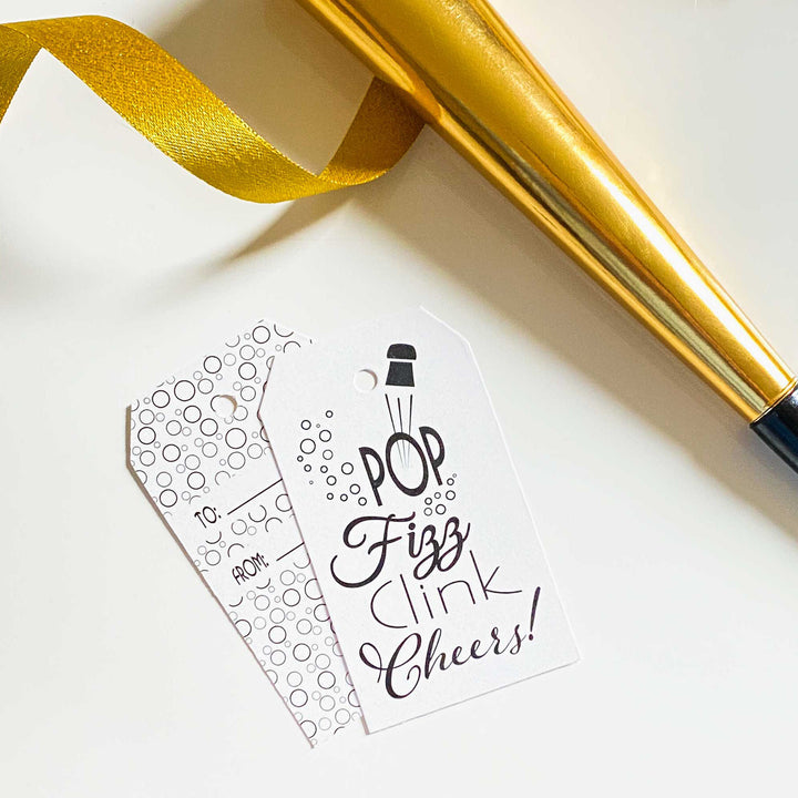Pop, Fizz, Clink, Cheers Gift Tags – Set of 10 with Twine