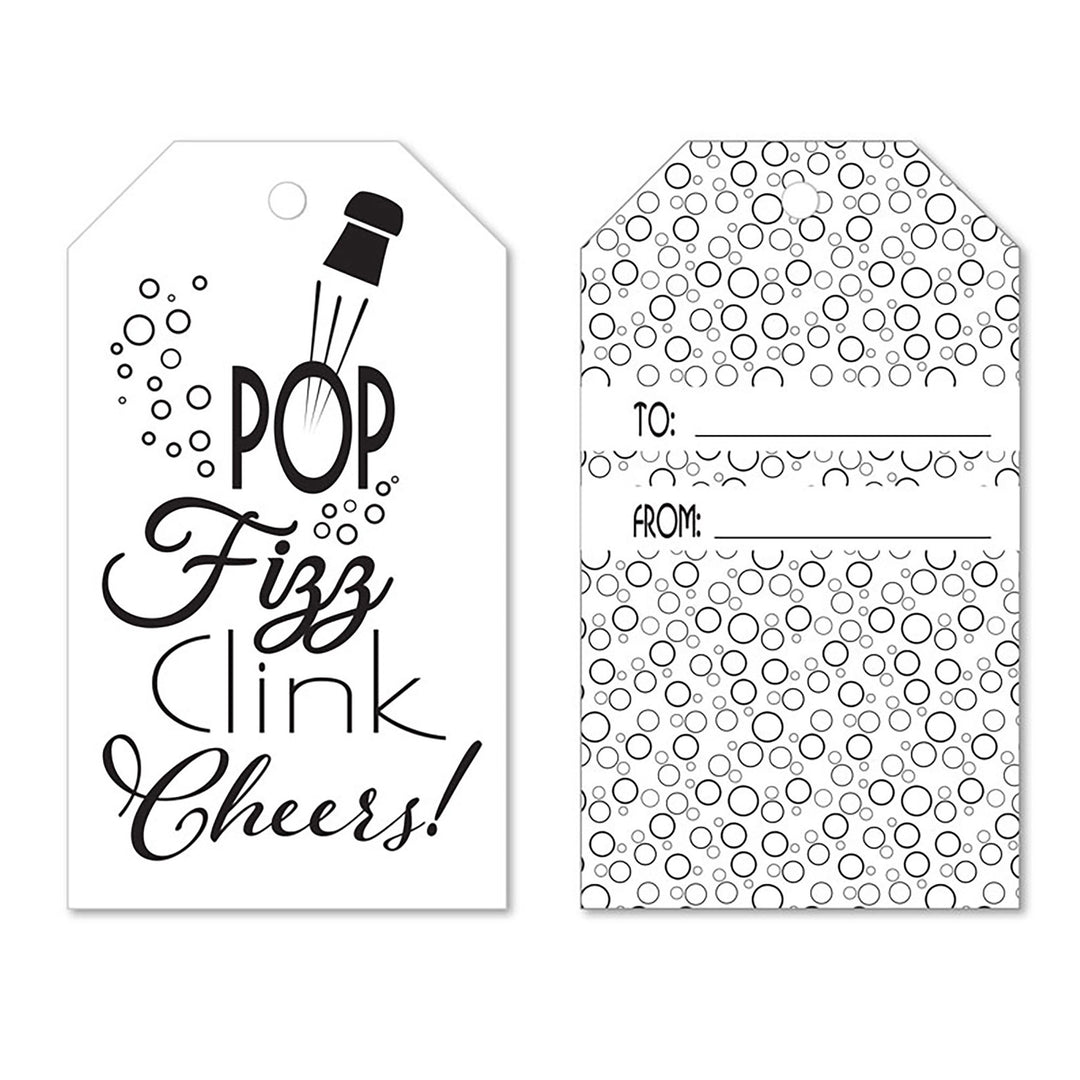 Pop, Fizz, Clink, Cheers Gift Tags – Set of 10 with Twine