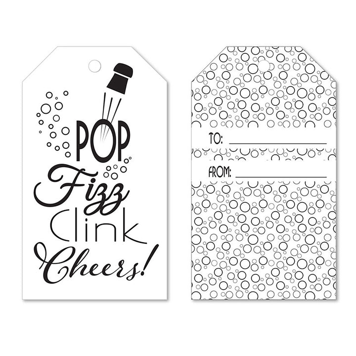 Pop, Fizz, Clink, Cheers Gift Tags – Set of 10 with Twine