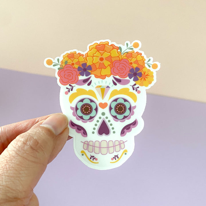 Dia de los Muerto sugar skull sticker by Gigglemugg.