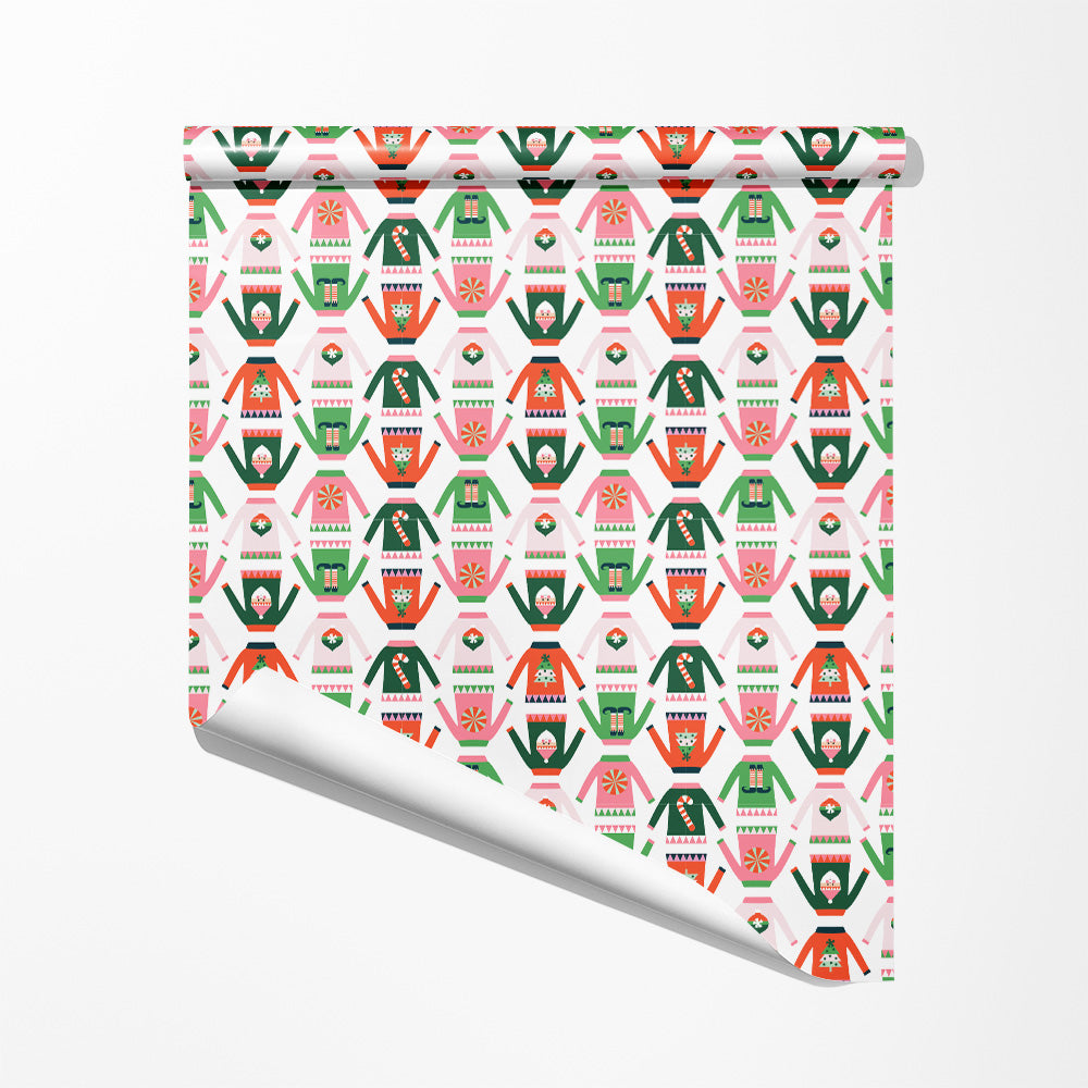 Festive Christmas sweater wrapping paper by Gigglemugg