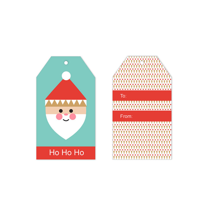 Modern Santa Holiday Gift Tags – Set of 10 with Red & White Twine