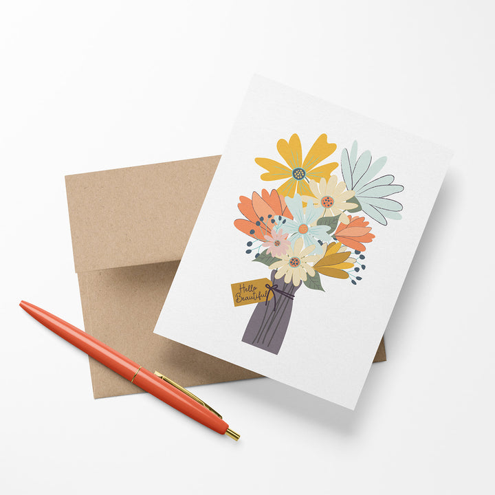 Greeting card with colorful floral design and &