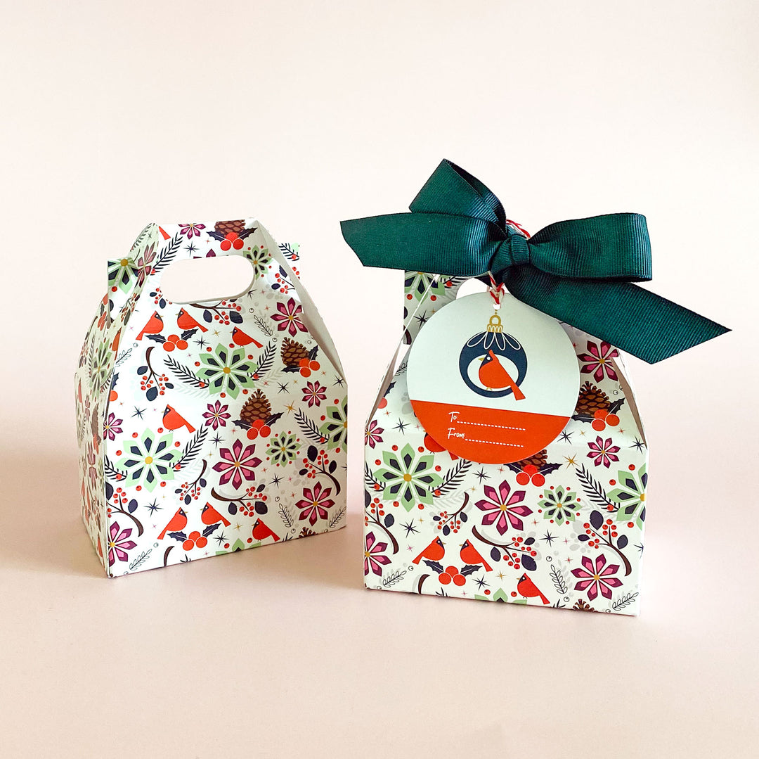 Christmas Poinsettia Favor Boxes - Set of 2
