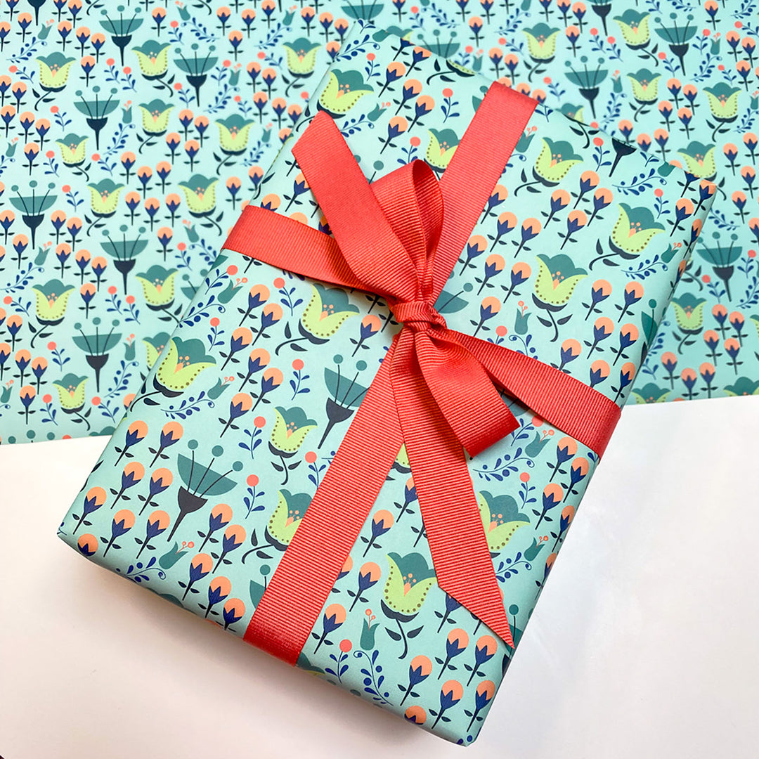 Modern floral wrapping paper sheets by Gigglemugg