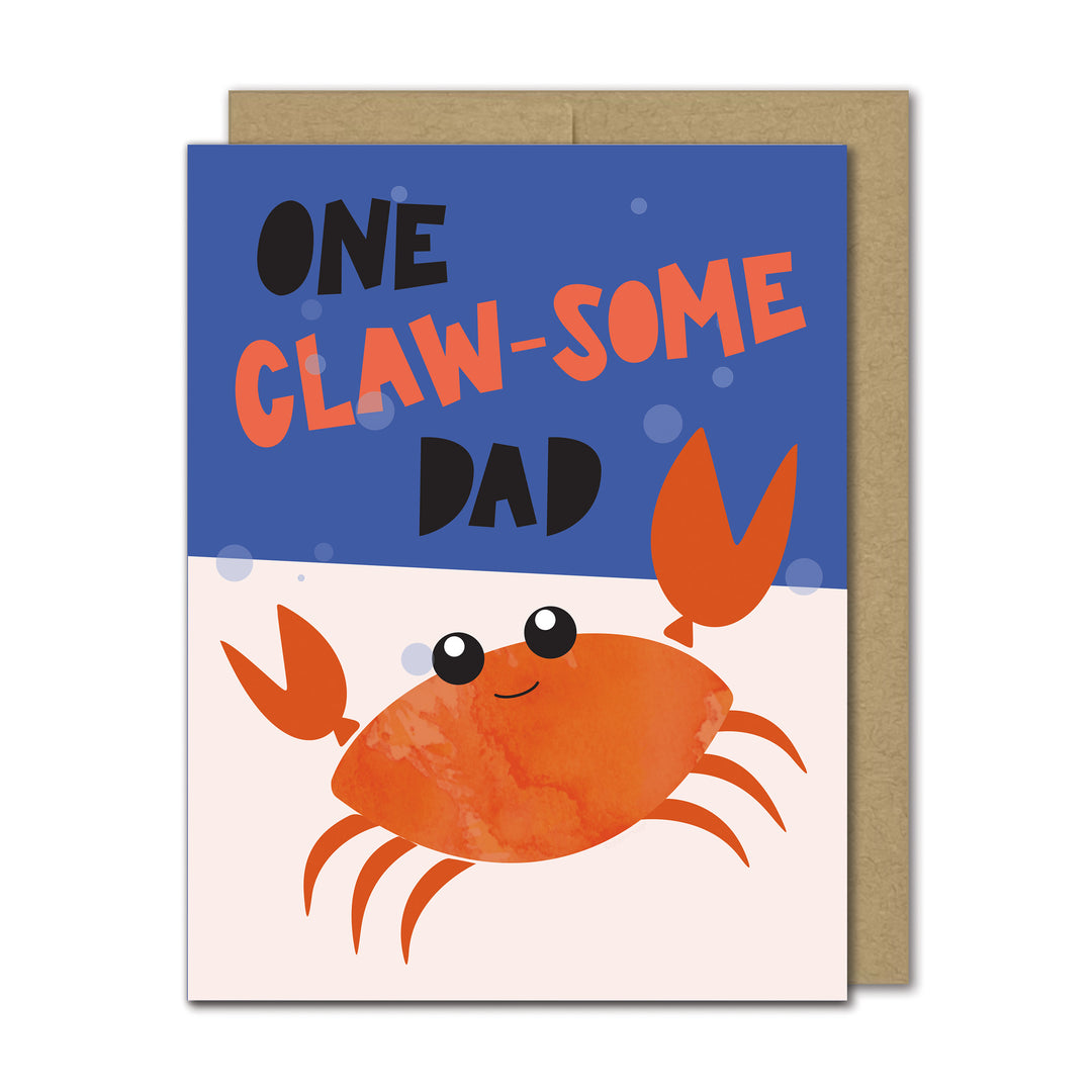 Greeting card with a crab illustration and text &