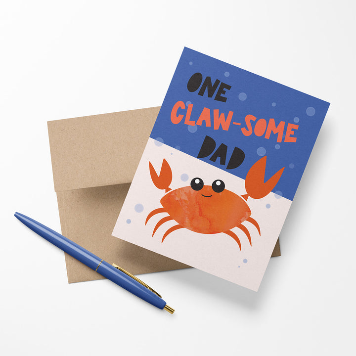 Greeting card with a crab illustration and text &
