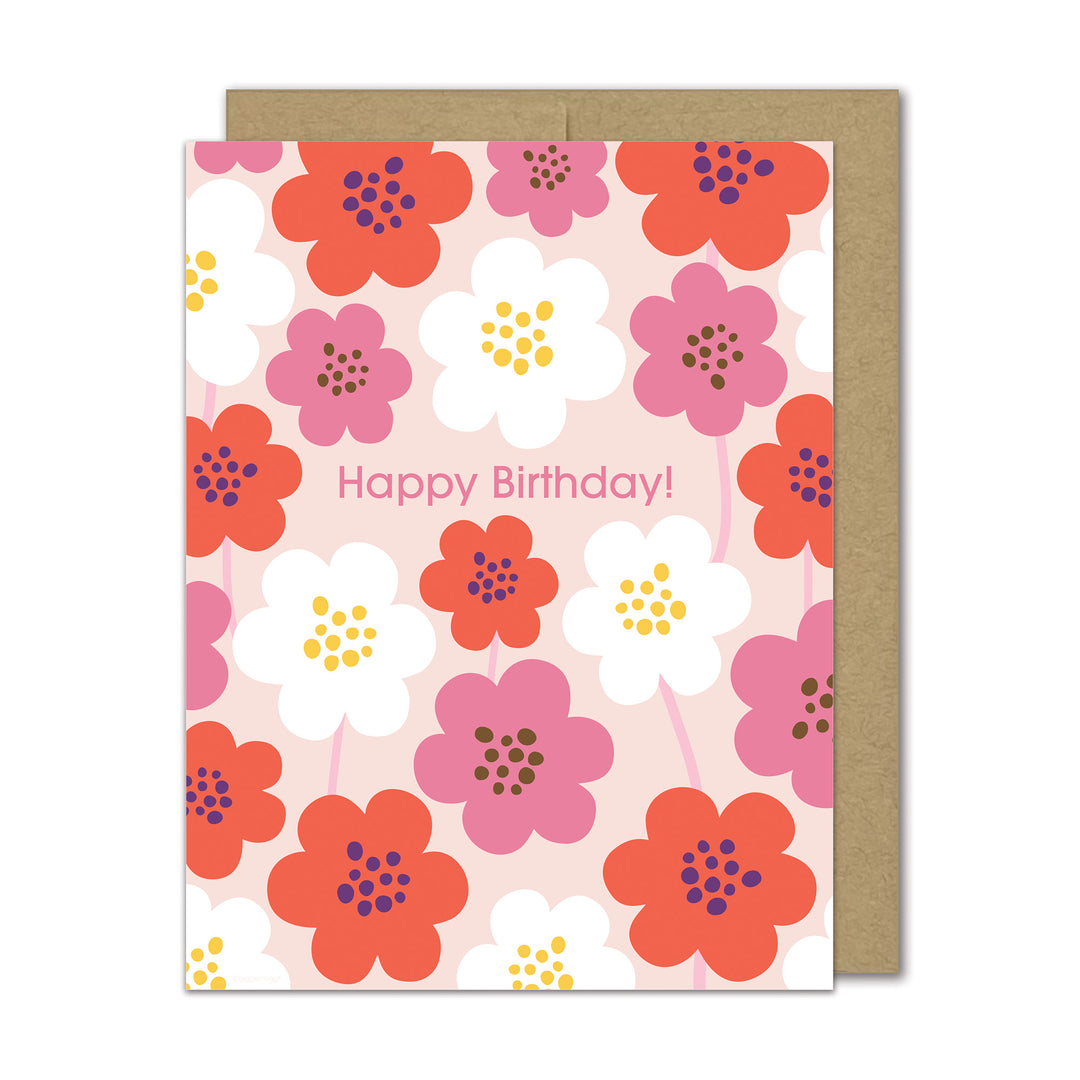 Floral birthday card with &