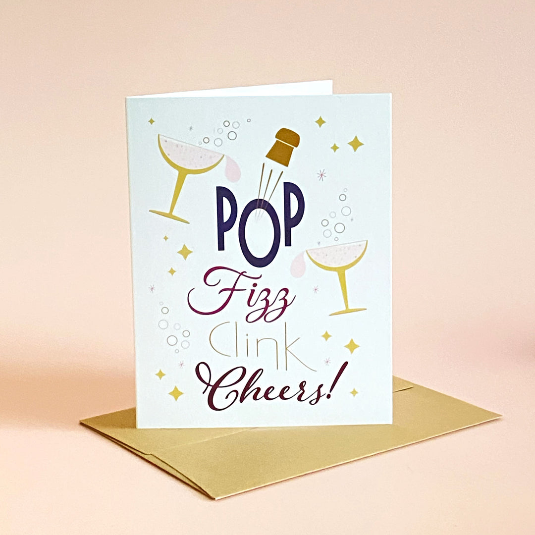 Pop, Fizz, Clink, Cheers! Congratulations Card