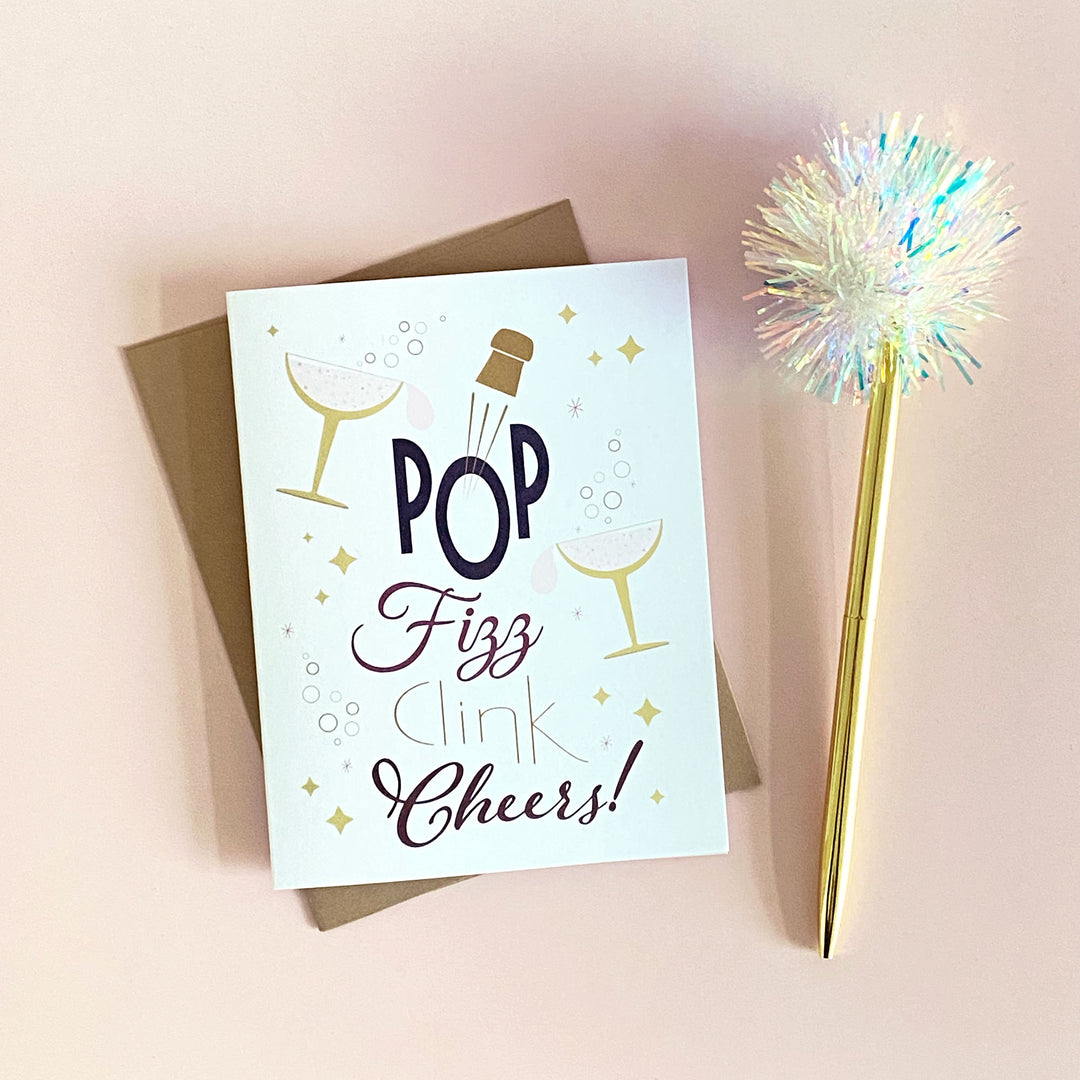 Pop, Fizz, Clink, Cheers! Congratulations Card