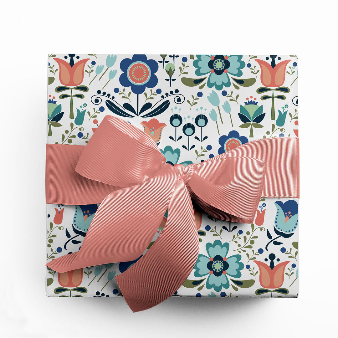 Scandi Floral wrapping paper sheets designed by Gigglemugg.