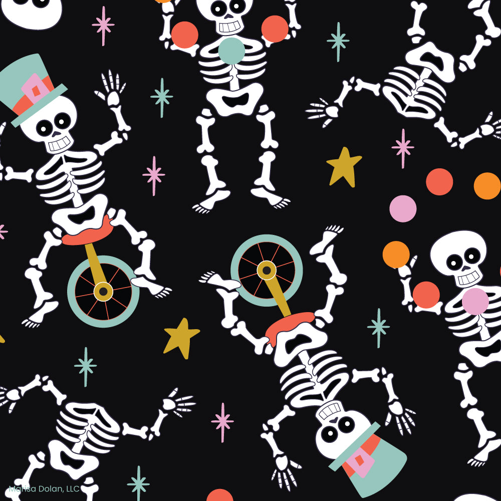 Colorful skeleton pattern on a black background by ©Gigglemugg