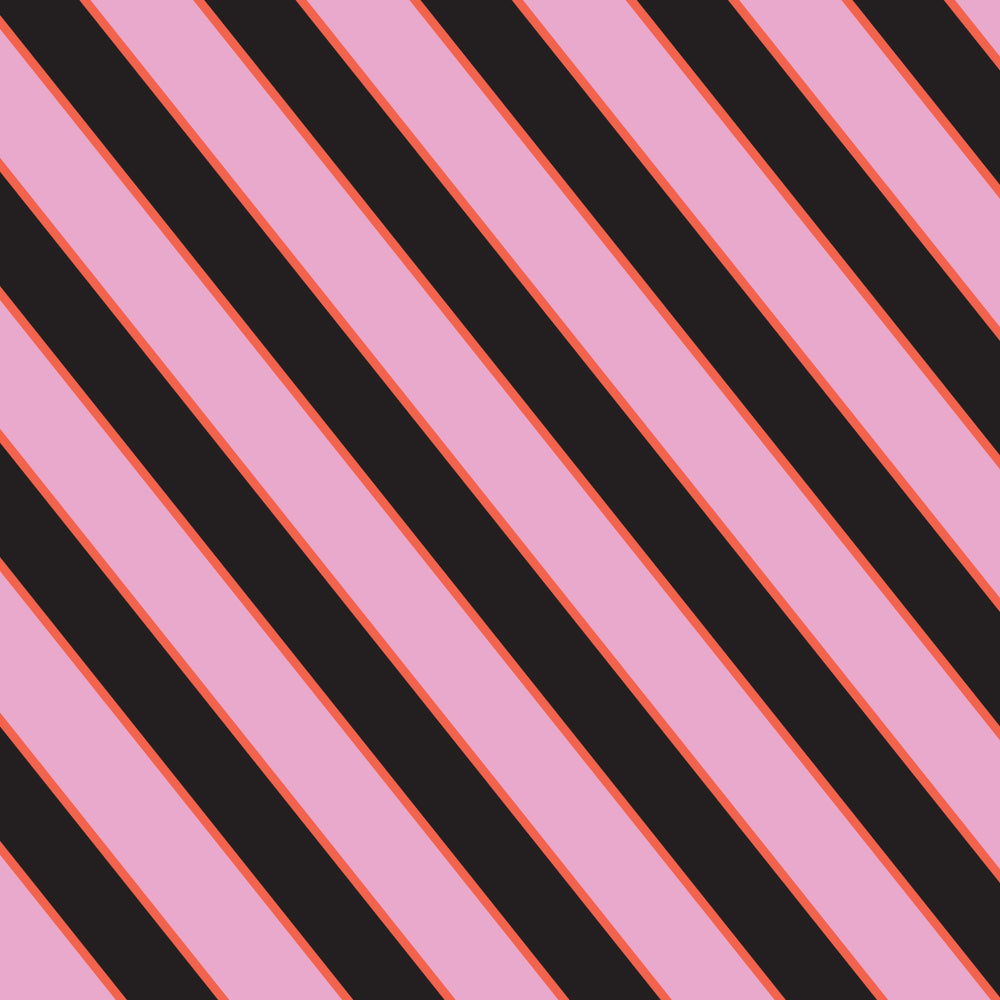 Pattern of pink and black diagonal stripes on a black background by ©Gigglemugg