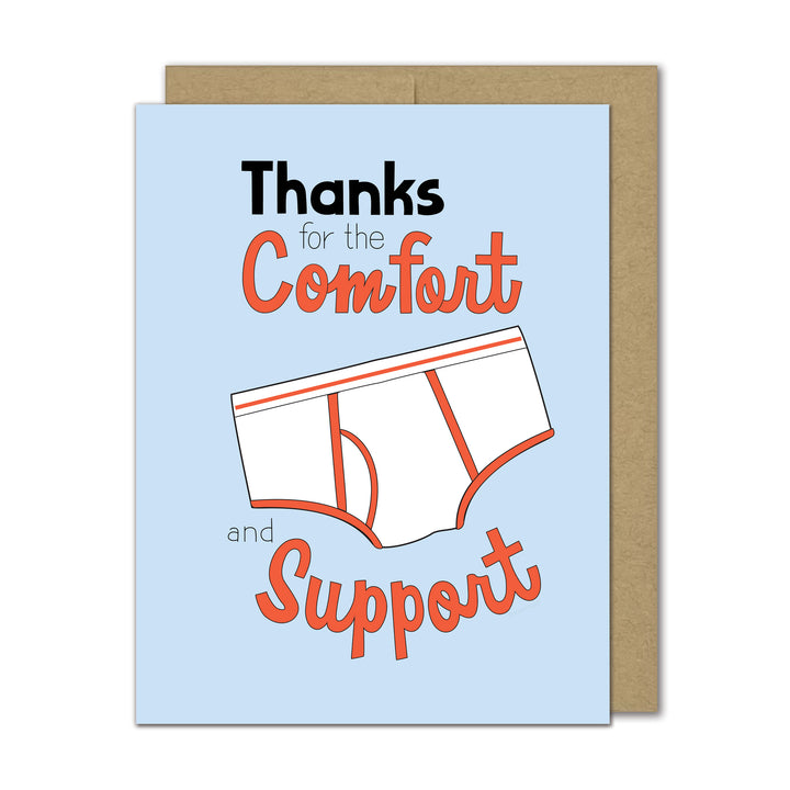 Card with underwear illustration and text &