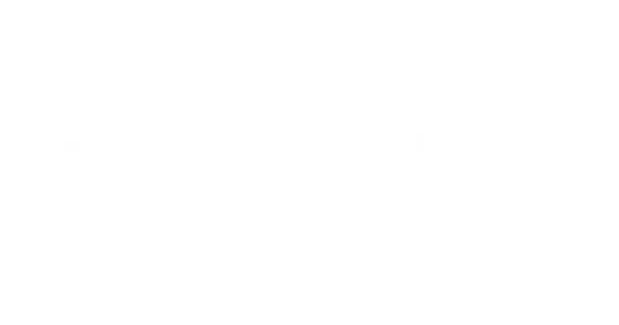 Gigglemugg® visual brand identity primary logo in white