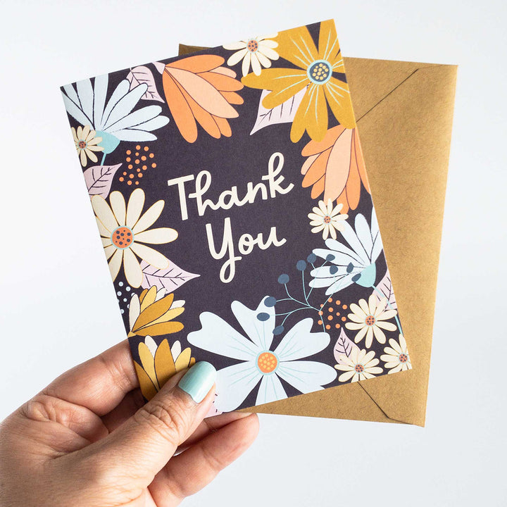 Thank you card with wildflowers illustration by Gigglemugg