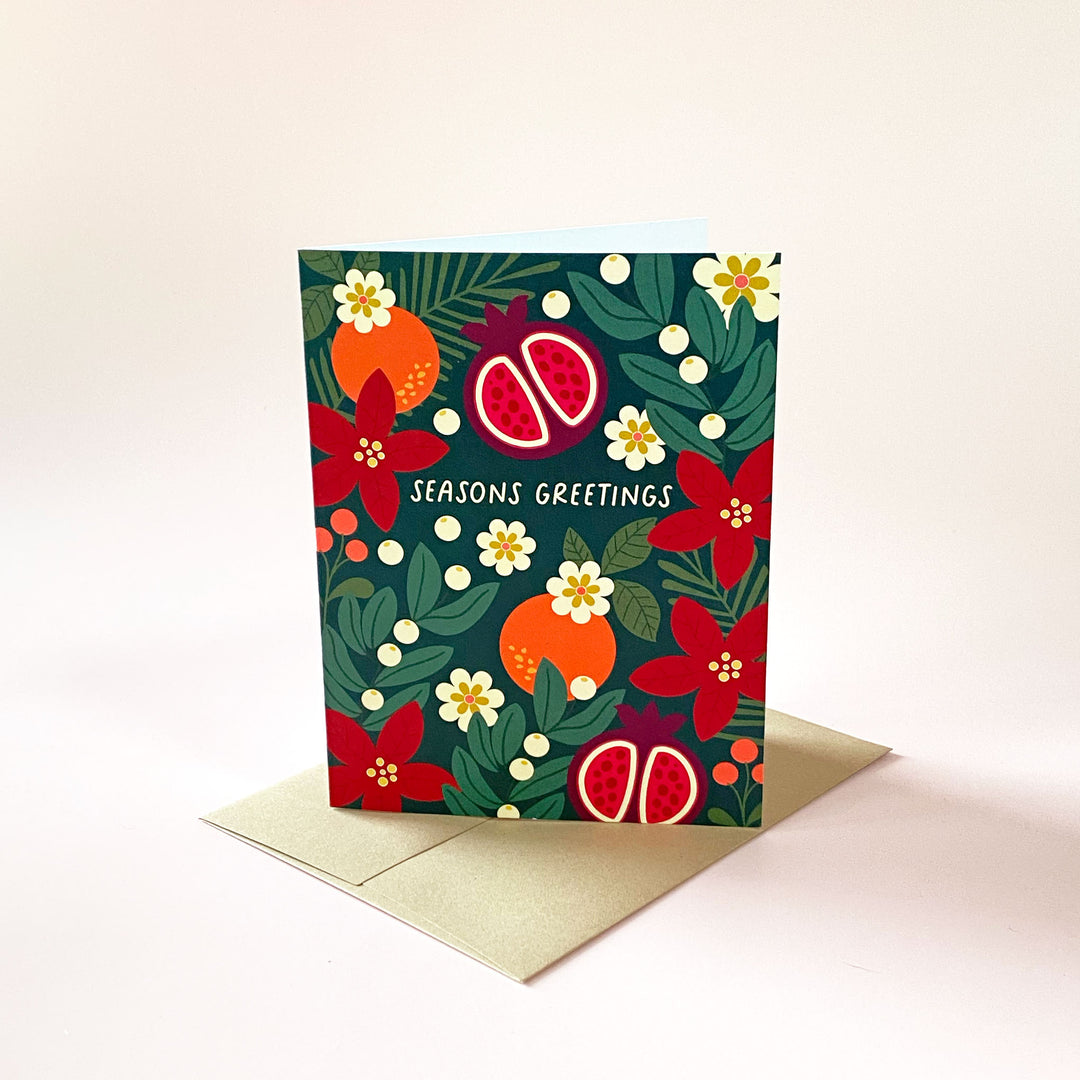 Floral “Season’s Greetings” Holiday Card