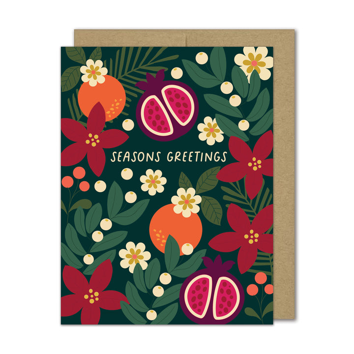 Greeting card with floral and fruit design and &