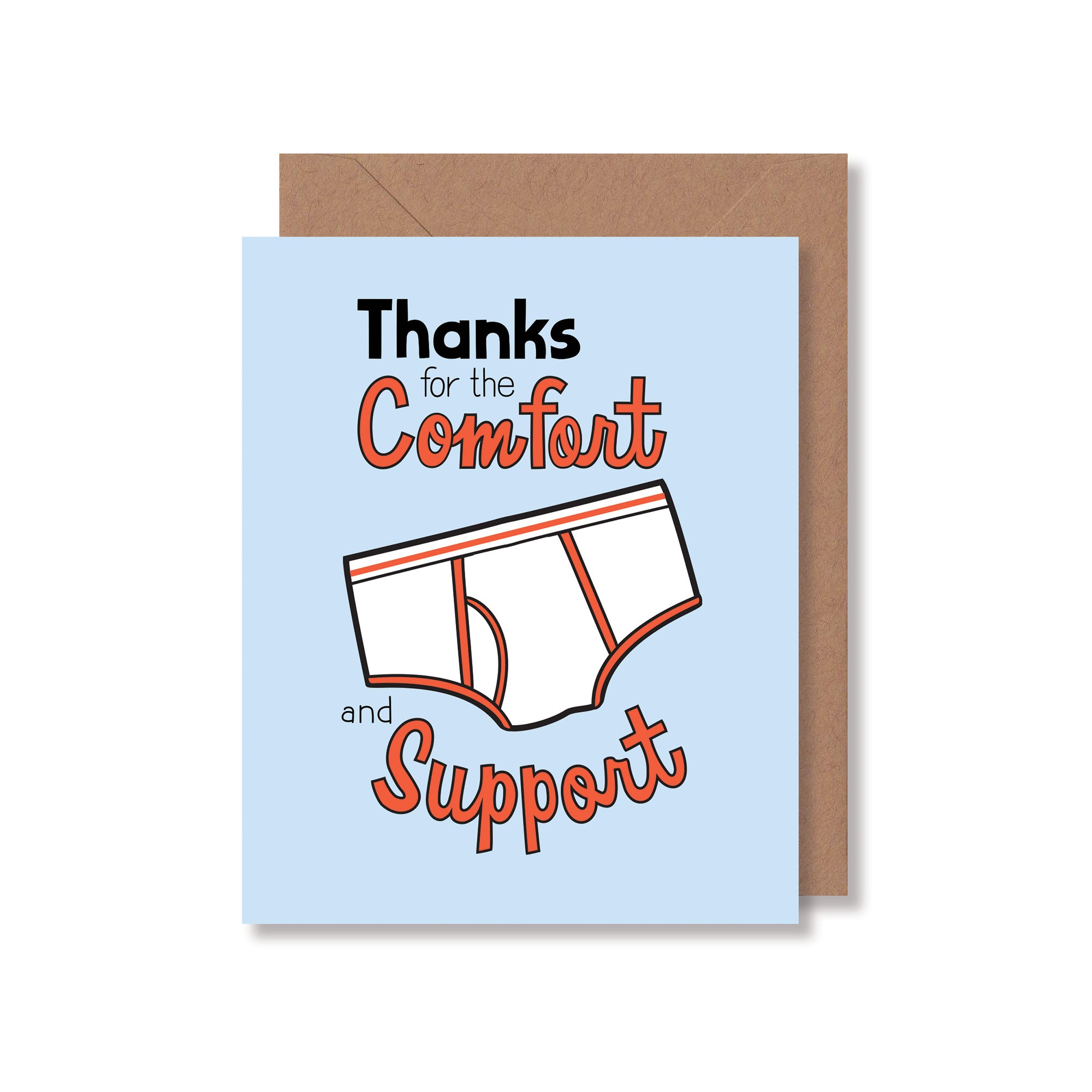 Funny underwear thank you greeting card, Thanks for the comfort and support by Gigglemugg