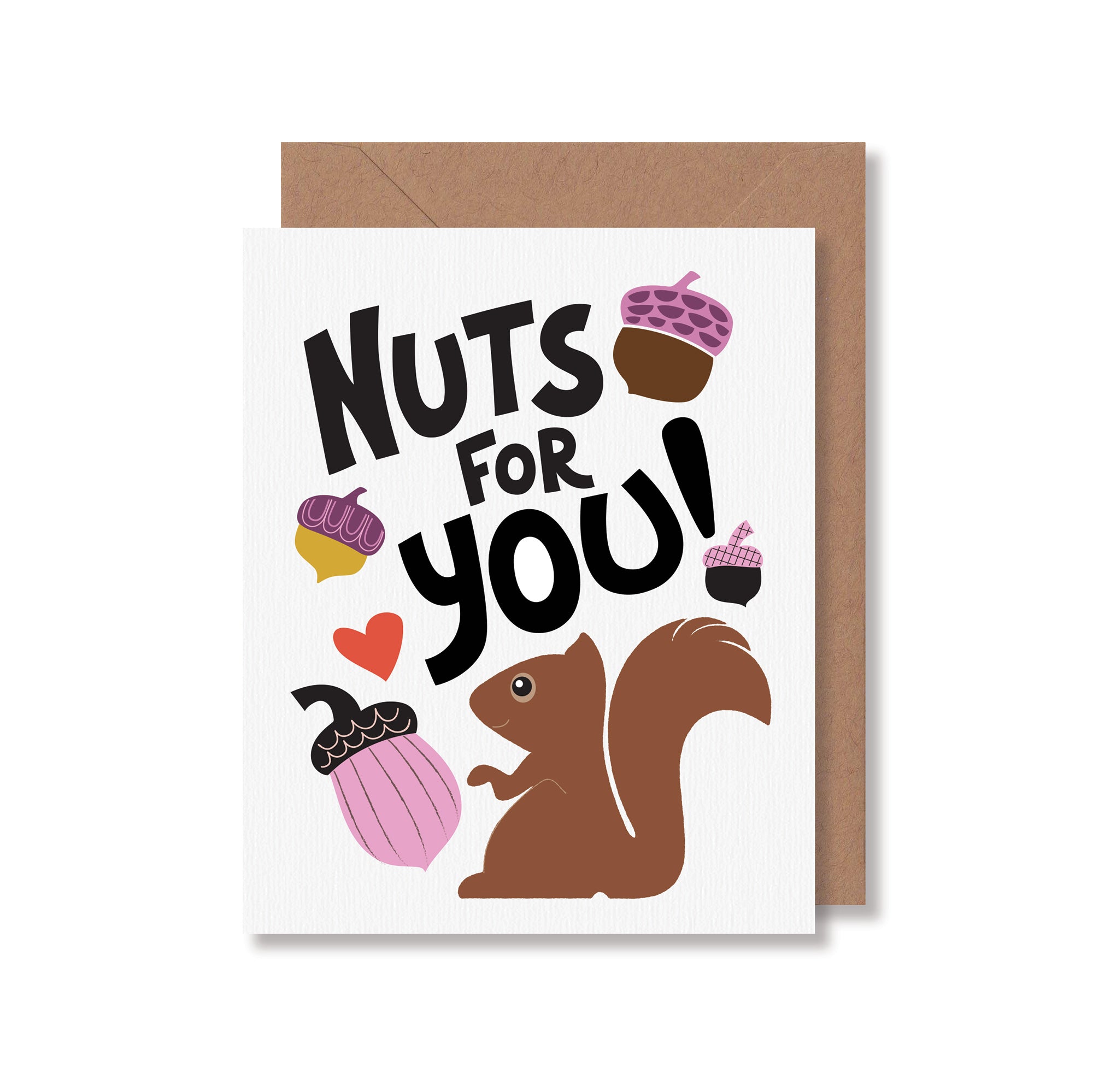 Love card with squirrel and acorn illustration nuts for you  by Gigglemugg